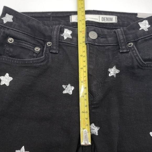 LOVERS + Friends women US 27 black jeans silver star Ricky Revolve skinny zipper - Picture 12 of 13